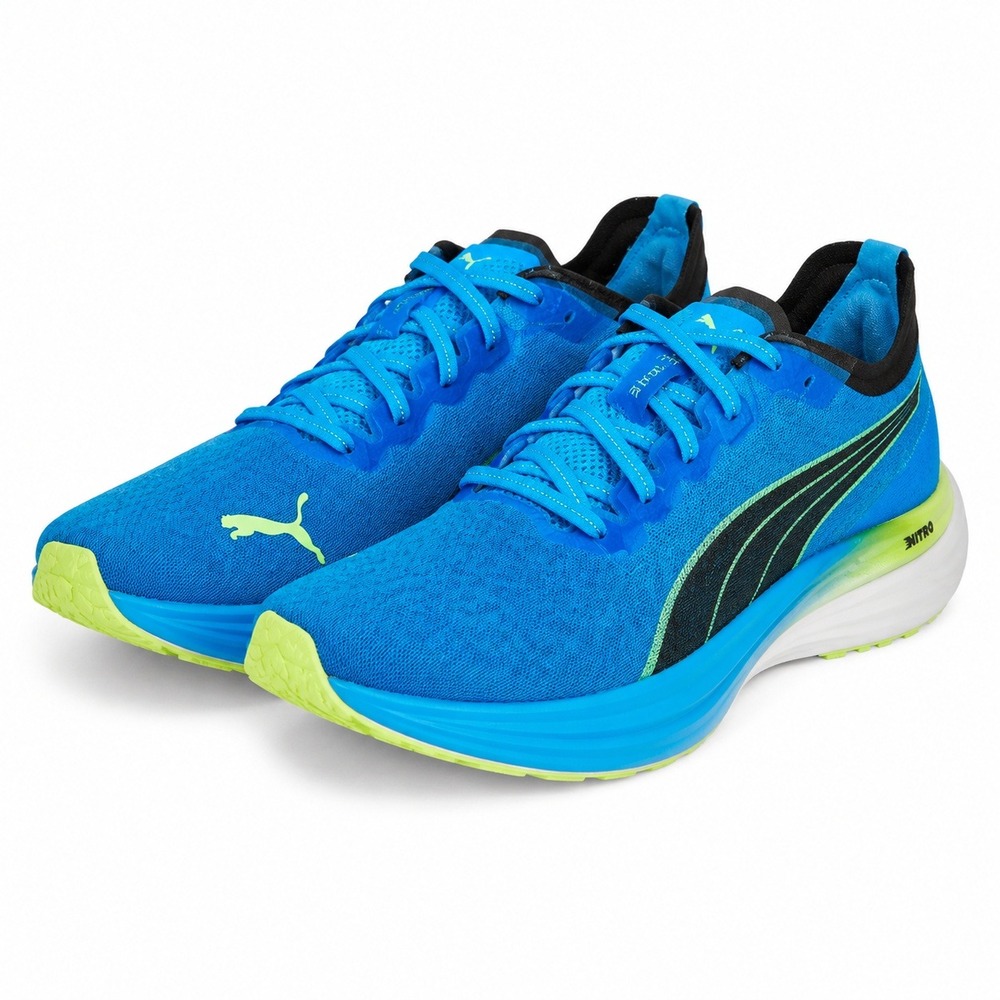 Puma‎ Deviate Nitro Wildwash Running Shoes Mens 11 Blue Mesh Lace Up Sneakers